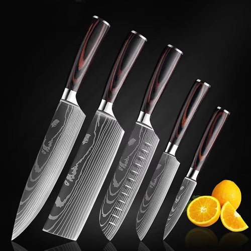 Steel Kitchen Knife Set with Wood Handle